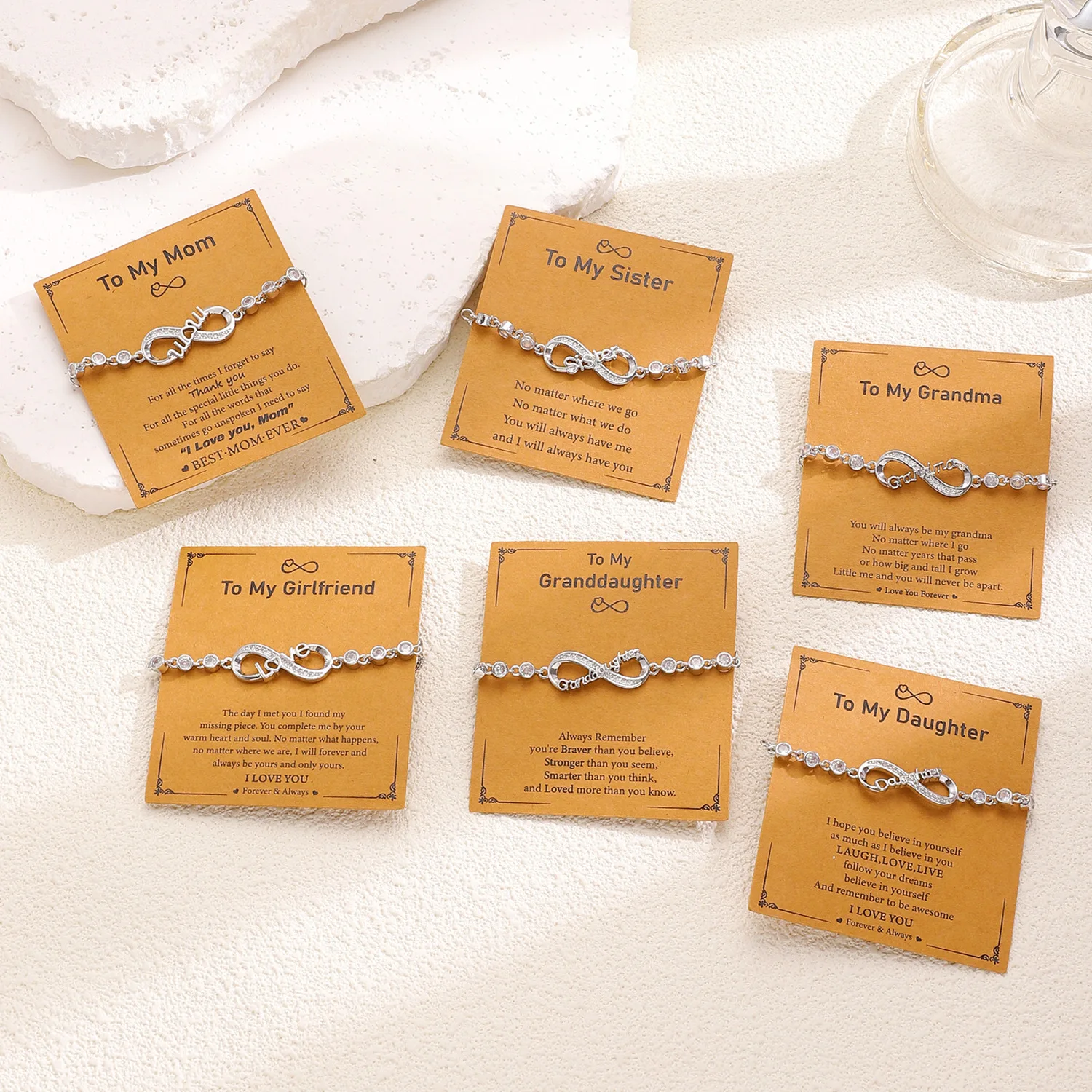 

Trendy Infinity Symbol Pull Bracelet Female Personalized Cubic Zirconia Adjustable Hand Chain Accessories jewelry gift