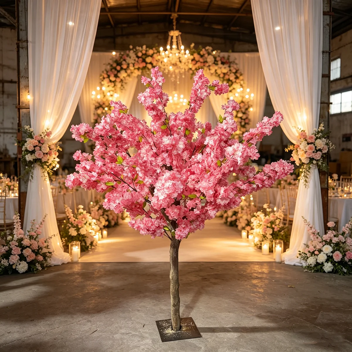 

Japanese Artificial Cherry Blossom Tree Purple/Pink Lifelike Fake Sakura Flower Decor for Indoor Outdoor Restaurant Decoration