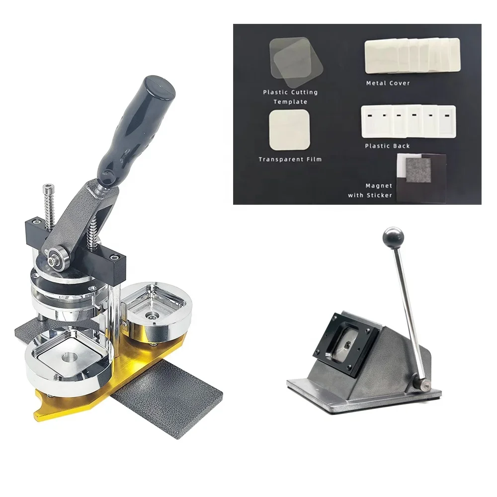 

Square 2*2 inch Badge Making Machine Magnet Making Machine+Cutter +250 pcs Fridge Magnet Material