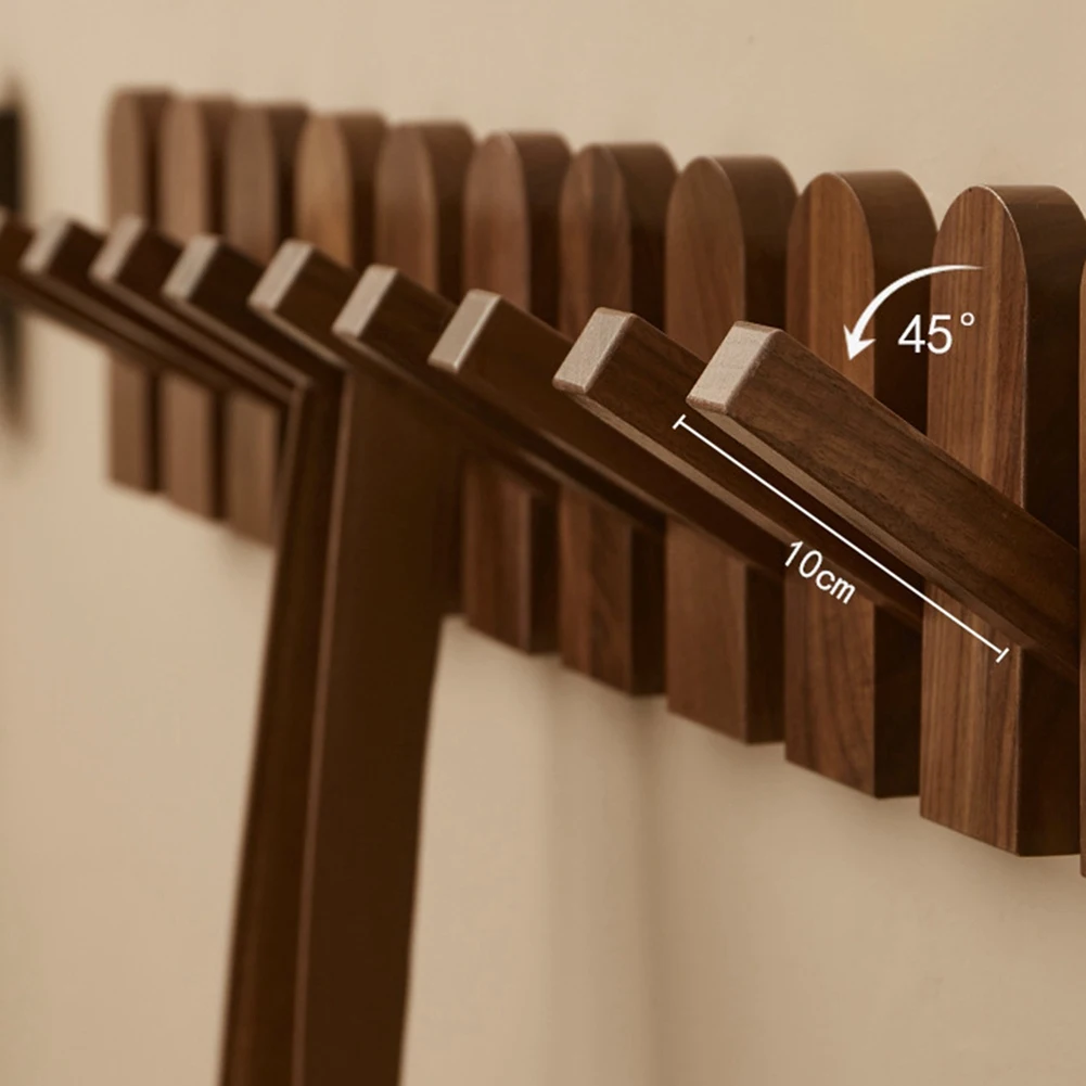 A78I Wood Wall Mounted Coat Rack with Hidden Decorative Hook Clothes Hat Key Hanger Closet for Living Room Furniture D