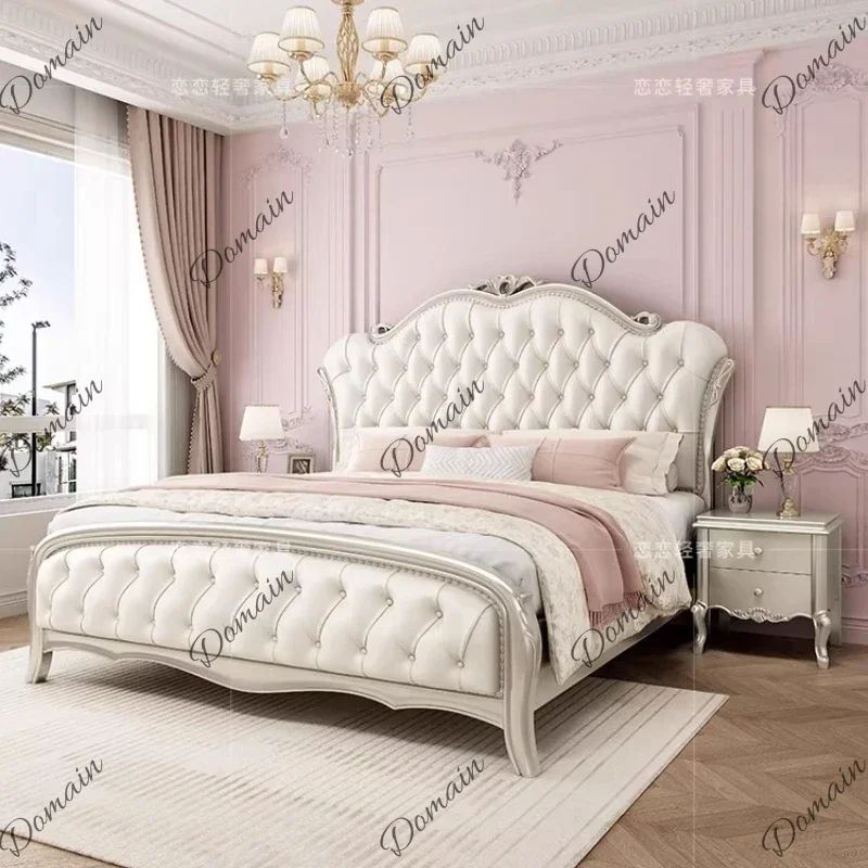 Cama para niñas, estilo francés, con estructura de madera y soporte para las patas, sin colchón, con espacio de almacenamiento, tamaño individual o matrimonial, muebles para el hogar.