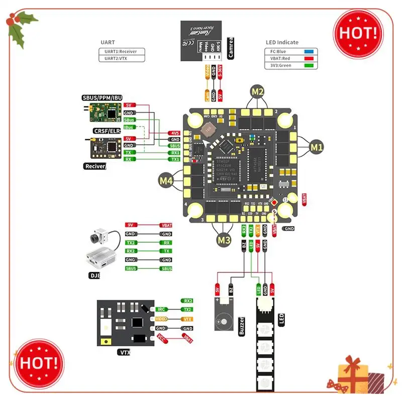 

Контроллер полета Durable-F411 AIO с MPU6500, 30A/45A BLHELI_S BLS ESC, 2-6S для гоночных дронов FPV 25,5–26,5 мм B