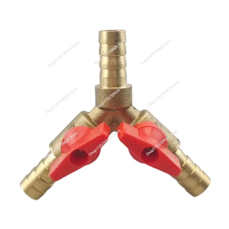 Fit Tube Inner Diameter 6/8/10mm Barbed Y Type Equal Hose Tee Brass Coal Liquid Gas Ball Valve With Plastic Handle