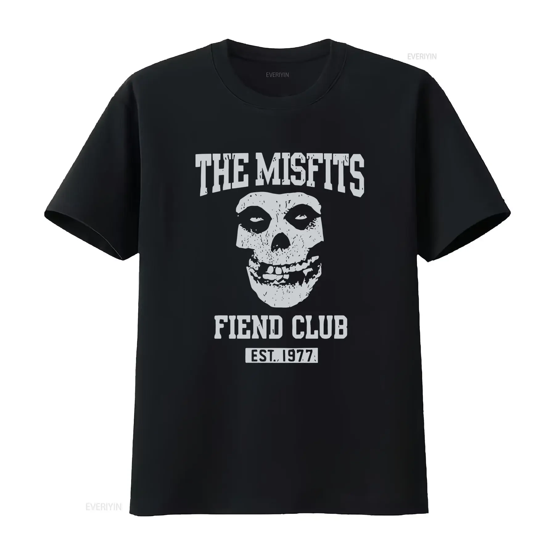 Misfits Fiend Club Men's Black T Shirt Long or s Est 1977 Skull Print vintage Washed designer clothes Breathable graphic Soft
