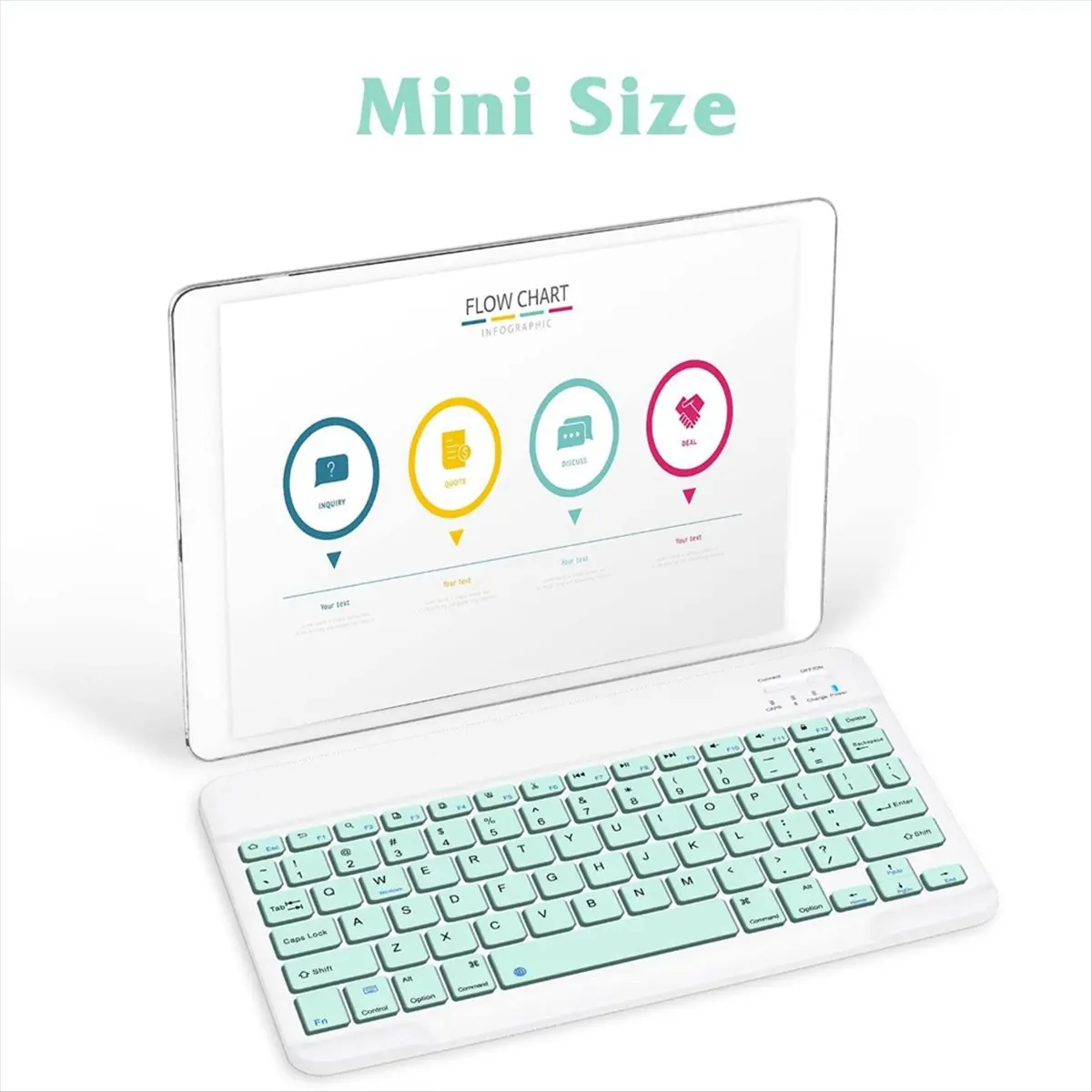 ABGZ 10 Inch Rechargeable Bluetooth Keyboard Ultra-Thin Portable Bluetooth Keyboard for , IOS, Android, Devices A