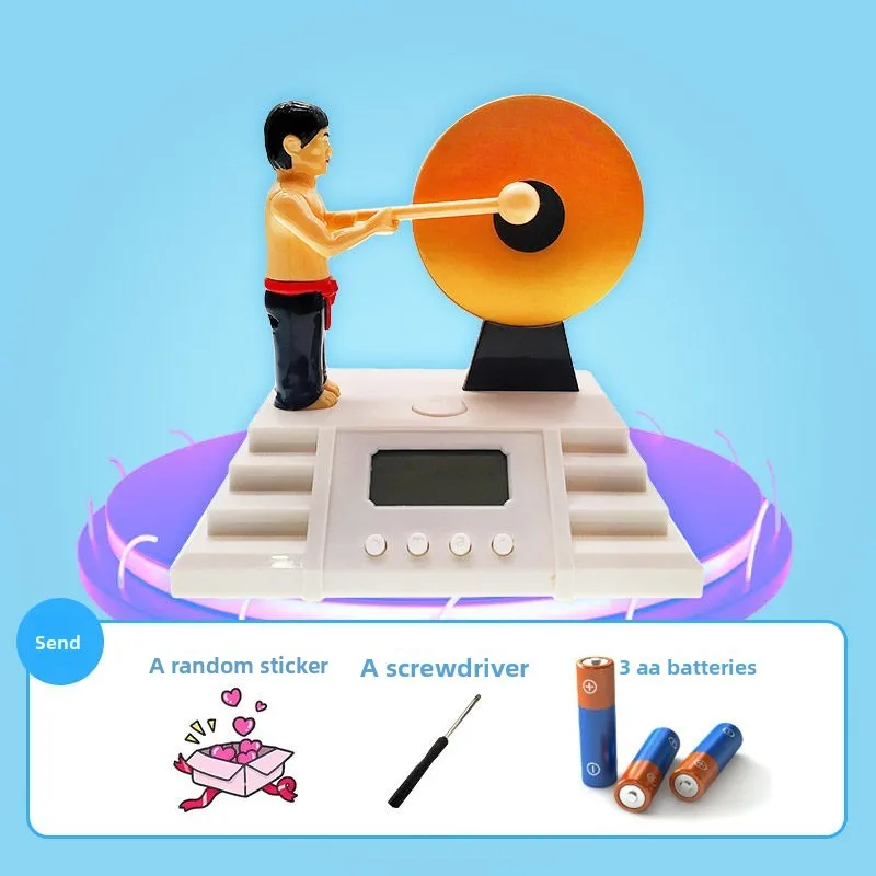 Cartoon power to wake up students, beating gongs and drums, alarm clock, silent, running time, numbers, funny, loud alarm clock