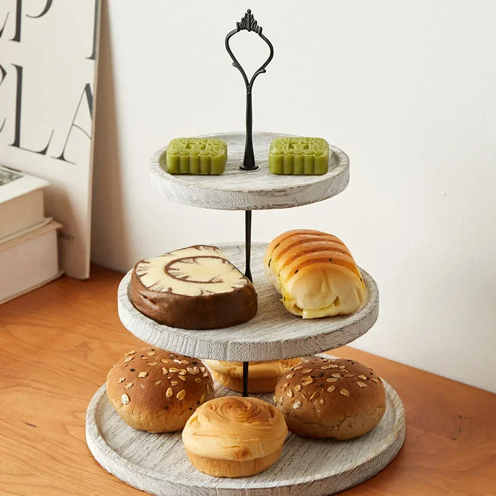 Party Cake Stand Decorative Cake Stand Attractive Colors High-quality Wood Large Capacity Long-lasting Smooth Edges