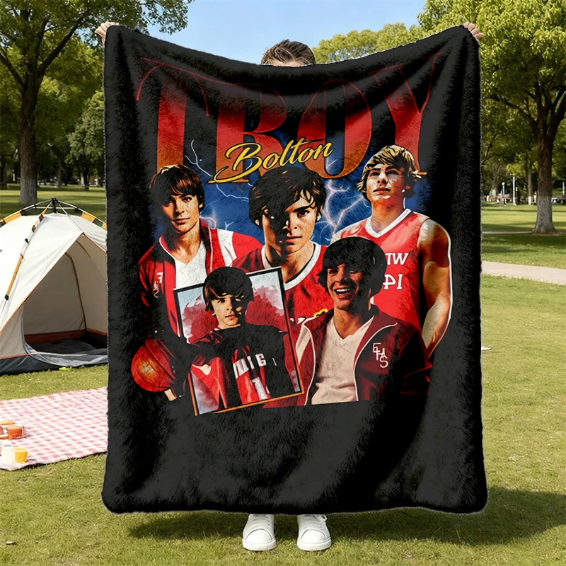 Retro 90s  Troy Bolton Flannel Blanket, Troy Bolton High School Musical Flannel Blanket