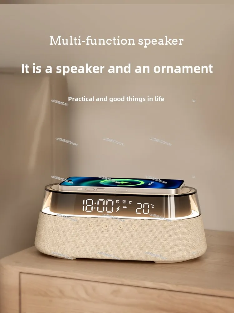 Stereo Night Light Bluetooth Speaker Wireless Charging Alarm Clock Retro Birthday Gift Christmas Annual Meeting Girlfriend