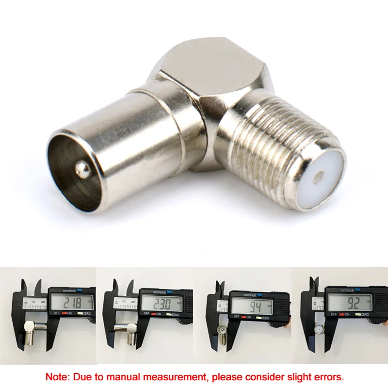 2Pcs High-quality TV Aerial RF Coaxial F female to TV Male Plug 90 Degree Right Angled Cable Connector Adapter Pure copper