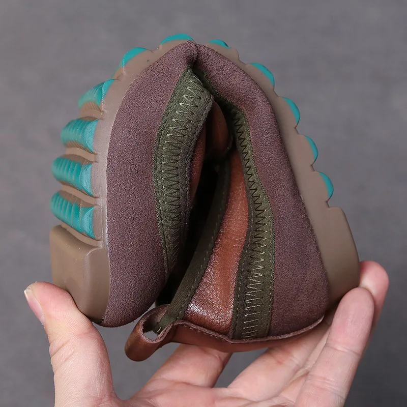 CINESSD Handmade Mixed-color Women Loafers Shallow Genuine Leather Casual Slip-on Flat Shoes Women Soft Bottom Comfort Loafers