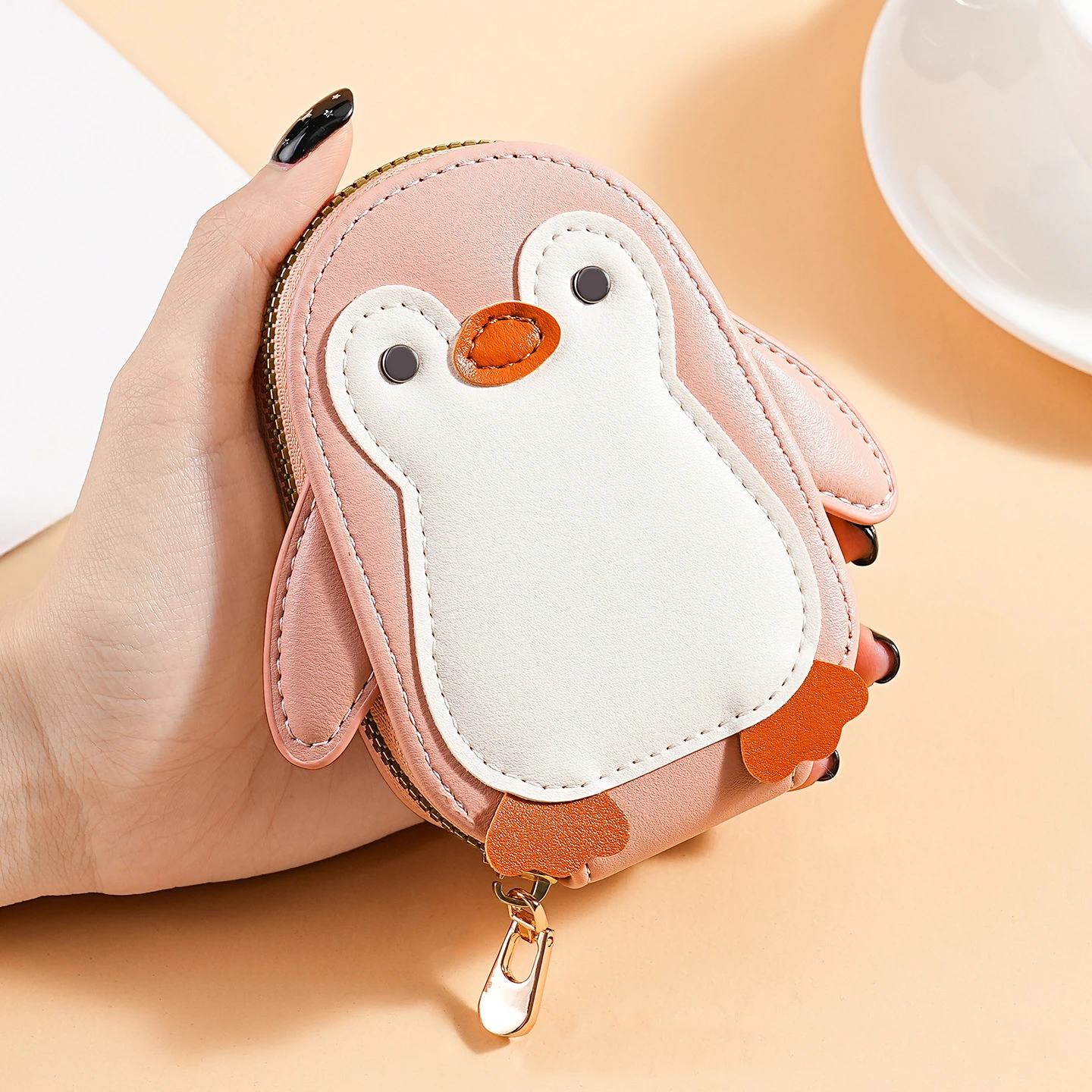 Penguins PU Credit Card Wallet with Zipper, Portable Card Holder Purse,Multi-Slots Accordion Credit Cards Bag Wallets for Women