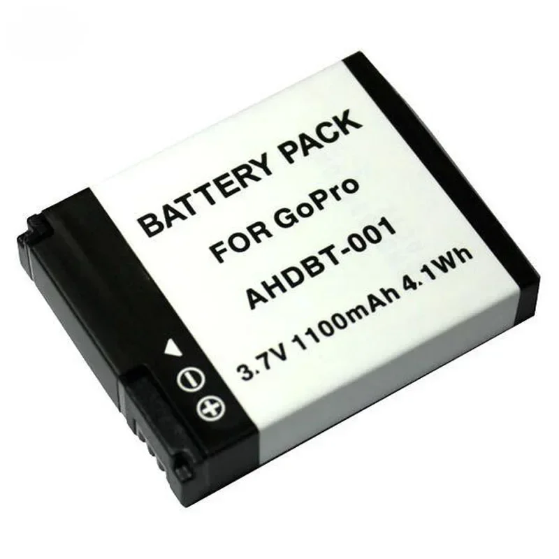 Batería con cargador de CA para GoPro, AHDBT-001 AHDBT001 de 3,7 V y 1100mAh, para Go Pro HD Hero 1 2 Hero1 Hero2, deportes de motor, Surf, al aire libre, 960, 1080P