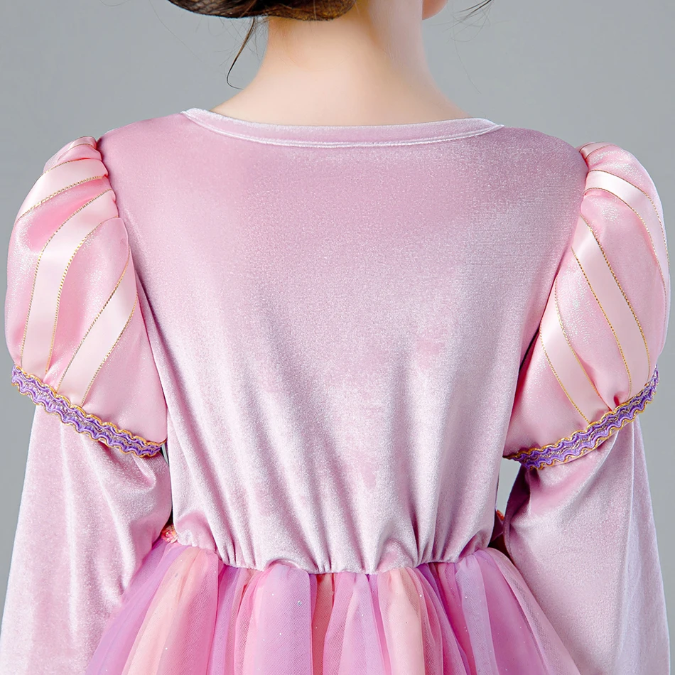 Rapunzel Rosa Langärmeliges Cosplay Prinzessinnenkleid Kinder Geburtstagsparty Ballkleid Mädchen Weihnachten Halloween Karneval Festival Festkleid – Detail 16