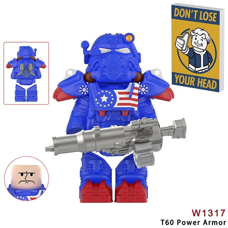 Moc militar bos t60 power armadura soldados mini anime figuras de ação cavaleiros robôs blocos de construção tijolos brinquedos diy para crianças presente