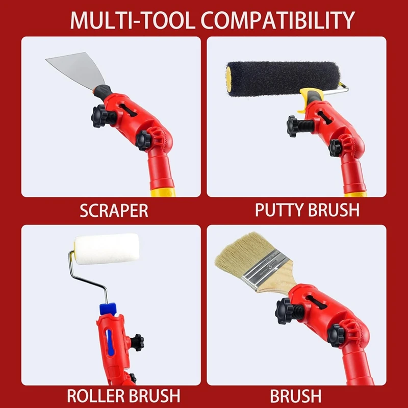 ABPQ-Kit per asta di prolunga per pennello multi-angolo Staffa di fissaggio per prolunga per strumento di vernice portatile adatta per soffitto, finestra