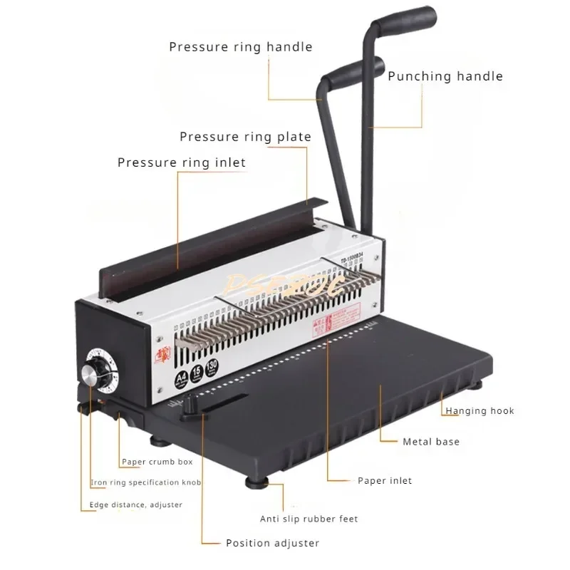 Manual Spiral Binding Machine Metal 34 Hole Punching Square 8-inch A5 Calendar Stamping Double Line Punching Machine