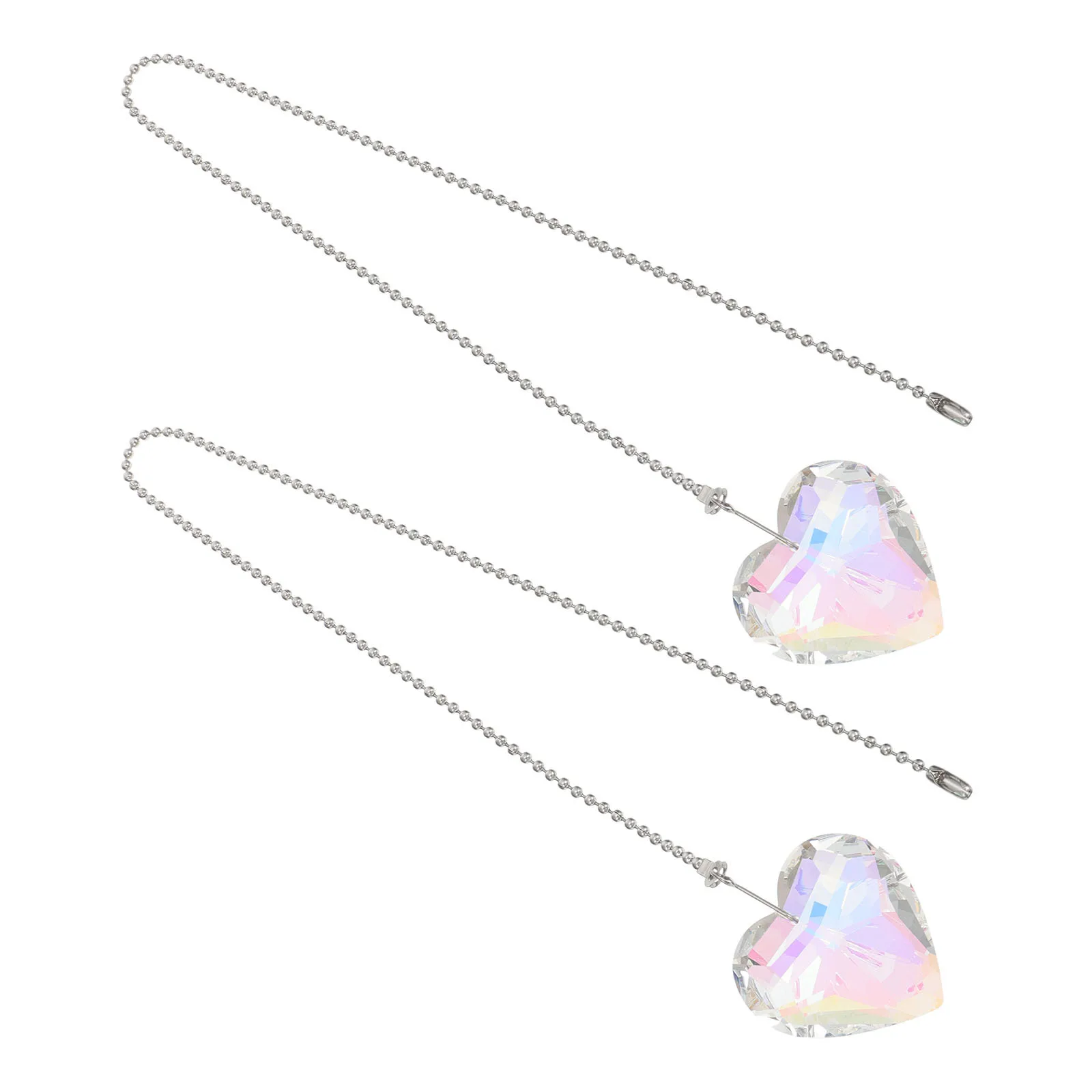 

2Pcs Love Heart Hanging Chain Crystal Decor Durable Lamp Pendants Home Window Curtain Decoration Lamp Sling Chain