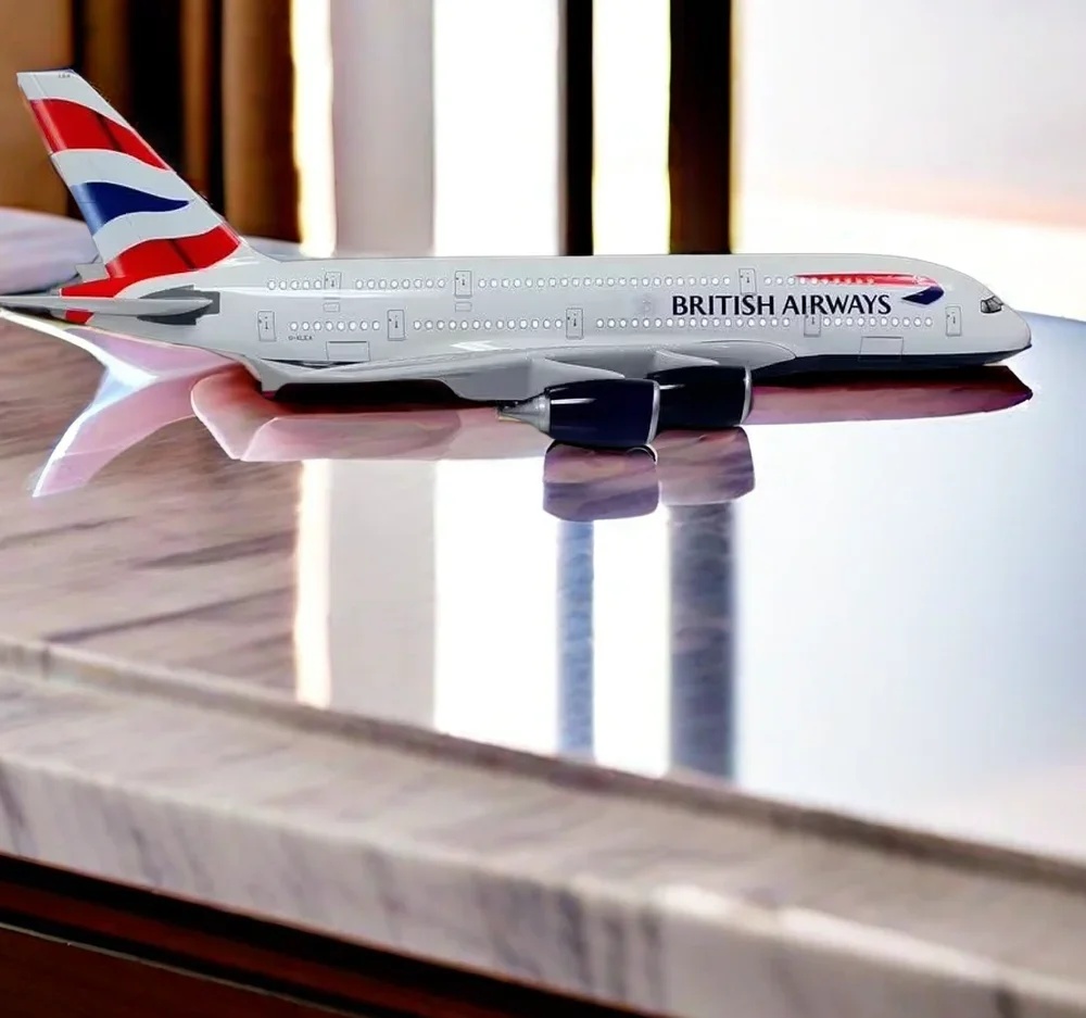 다이캐스트 비행기 모형, 영국 항공 A380 모형 비행기 컬렉션, LED 조명 터치 또는 사운드 컨트롤, 선물용, 1:160 체중계