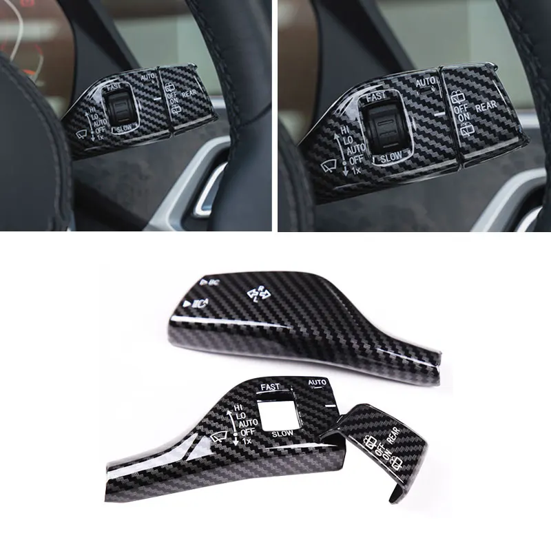 

For BMW F20 F45 F48 F49 F52 G01 G02 X5 G05 G30 G32 ABS Carbon Fiber Texture Turn Signal Windshield Wiper Lever Switch Trim Cover