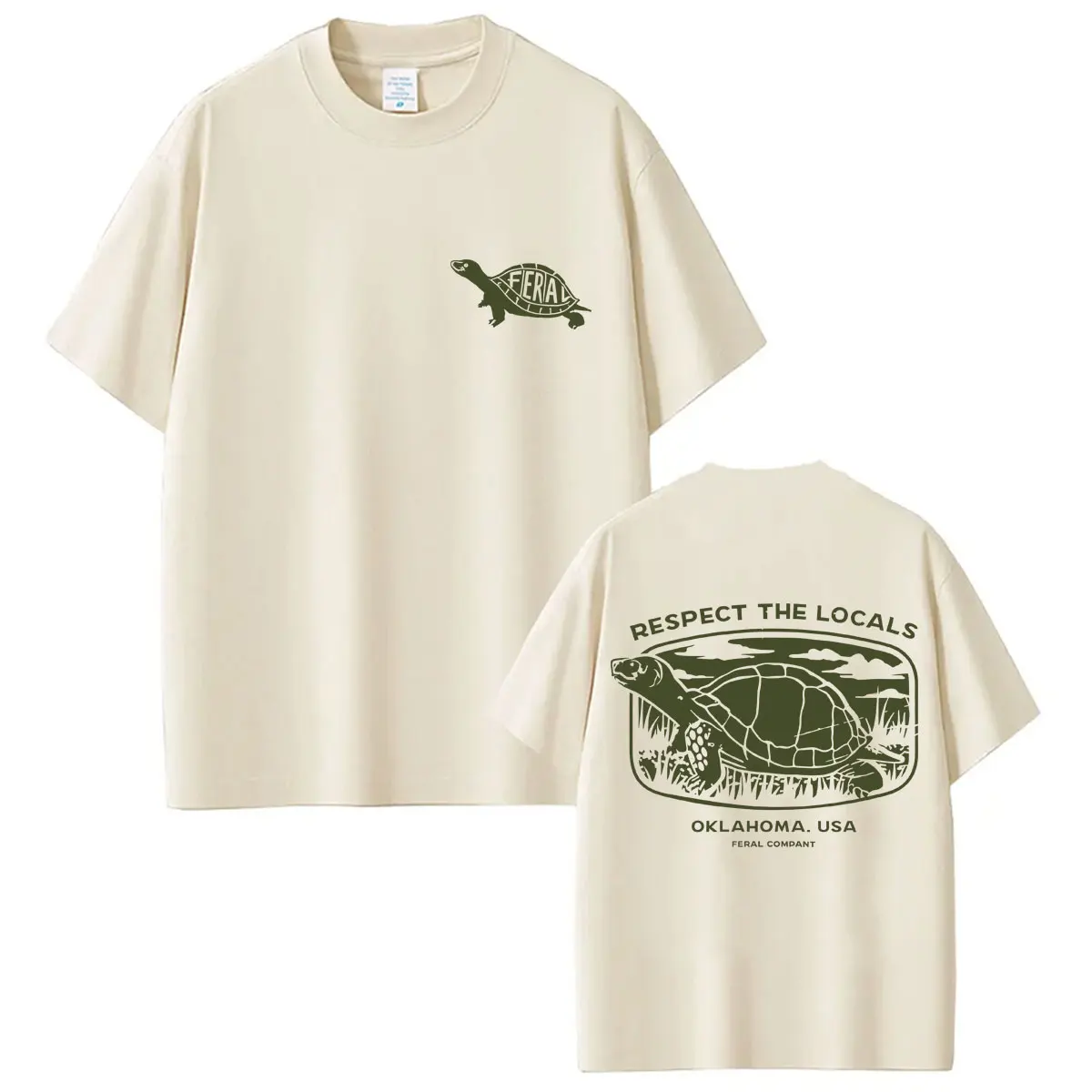 Funny Tortoise Respect The Locals Graphic T Shirt Men Women Vintage Fashion Harajuku T-shirts Oversized Cotton Summer T Shirts