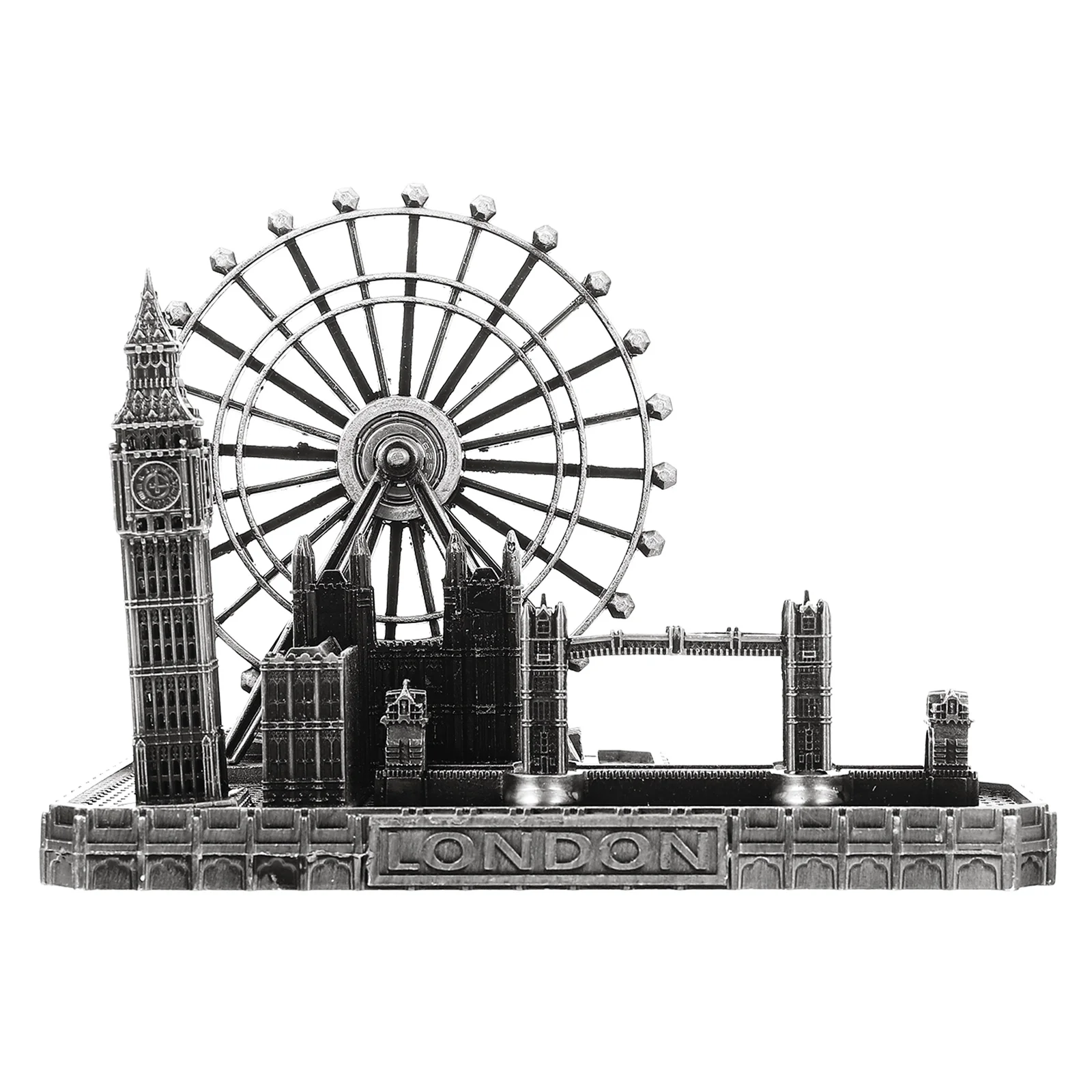 

Parisian Decor Metal London Ornaments Digital Clock Desktop Alloy Home Buildings