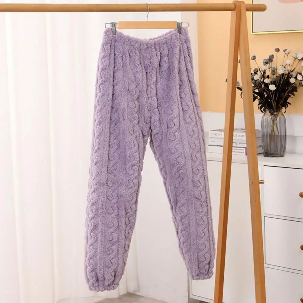 1 Set Winter Pajamas Warm Plush 2-Piece Sleepwear Set Stylish Comfortable Pullover Pants Female Homewear For Autumn Winter