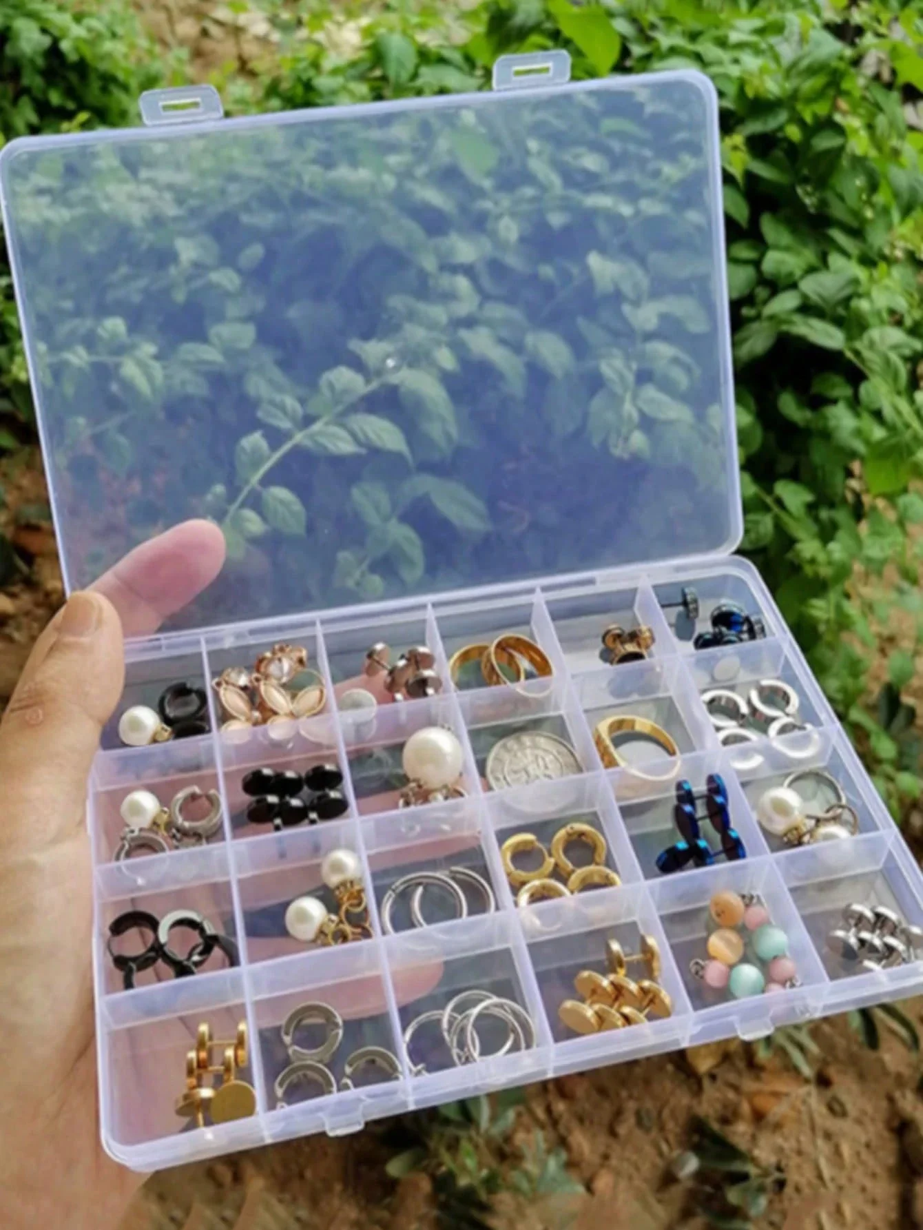 1pc Portable Jewelry Box, Transparent Accessory Container, Plastic Jewelry Storage Box With Compartments, Suitable For Jewelry