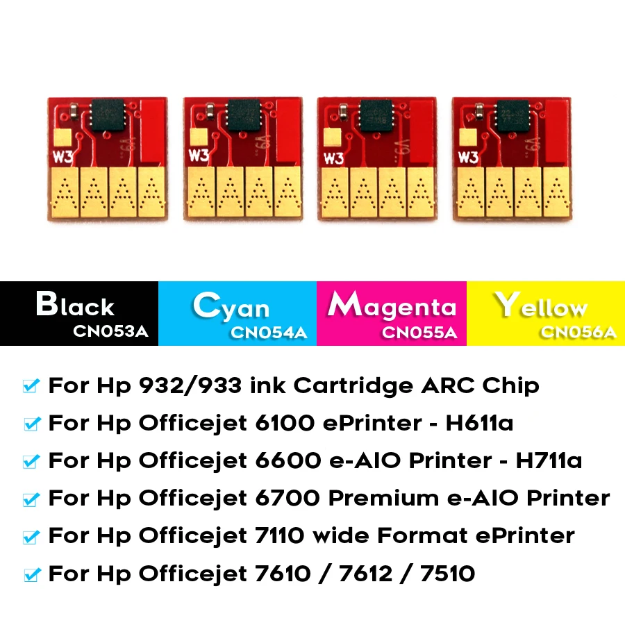 For HP 932 933 XL Cartridge Permanent Chip For HP Officejet 6100 6600 6700 7110 7610 7612 7510 7512 Printer Auto Reset Chips