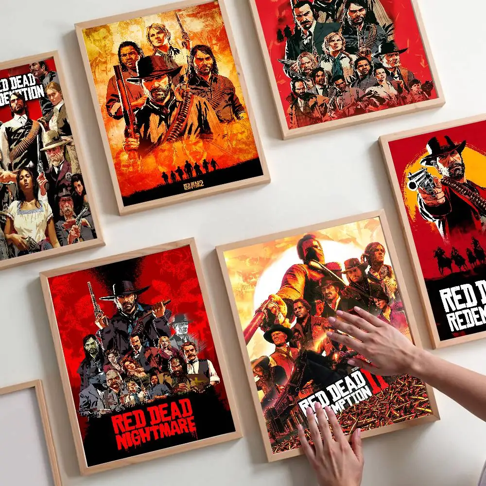 لعبة R-Red Dead Redemption 2 RDR2 أنيمي الملصقات لزجة ورق أبيض ملصق DIY غرفة بار مقهى Kawaii غرفة ديكور