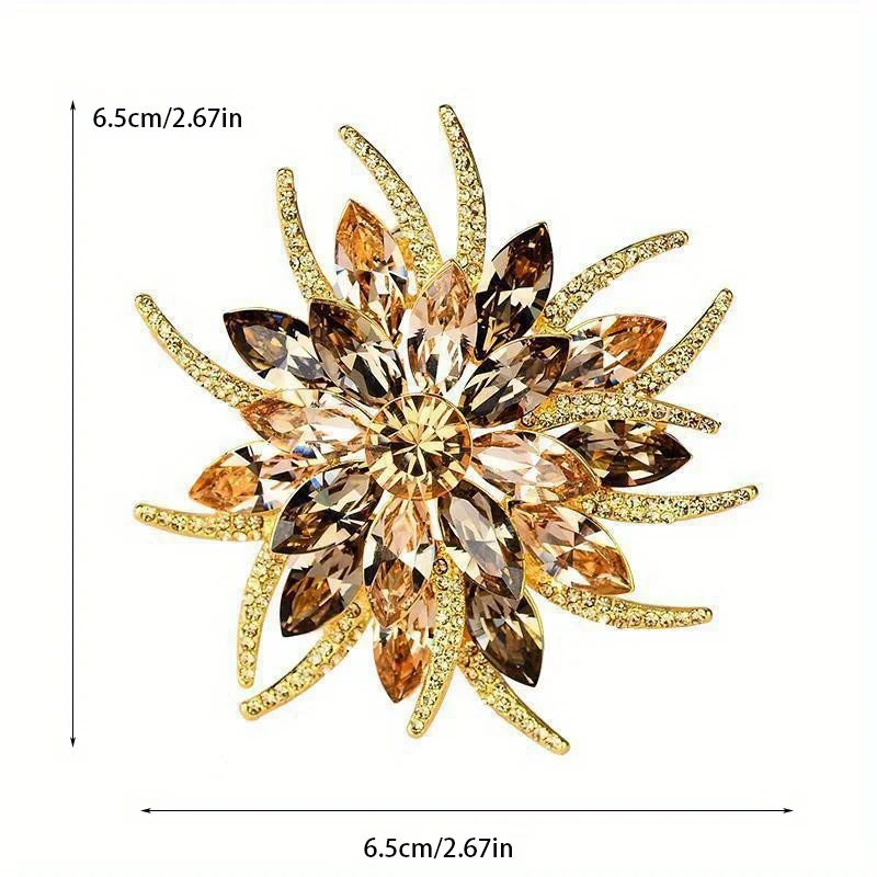 Luxury Flower Brooch Women\'s Pin Suit Accessories Jewel Crystal Simple Sunflower Brooch