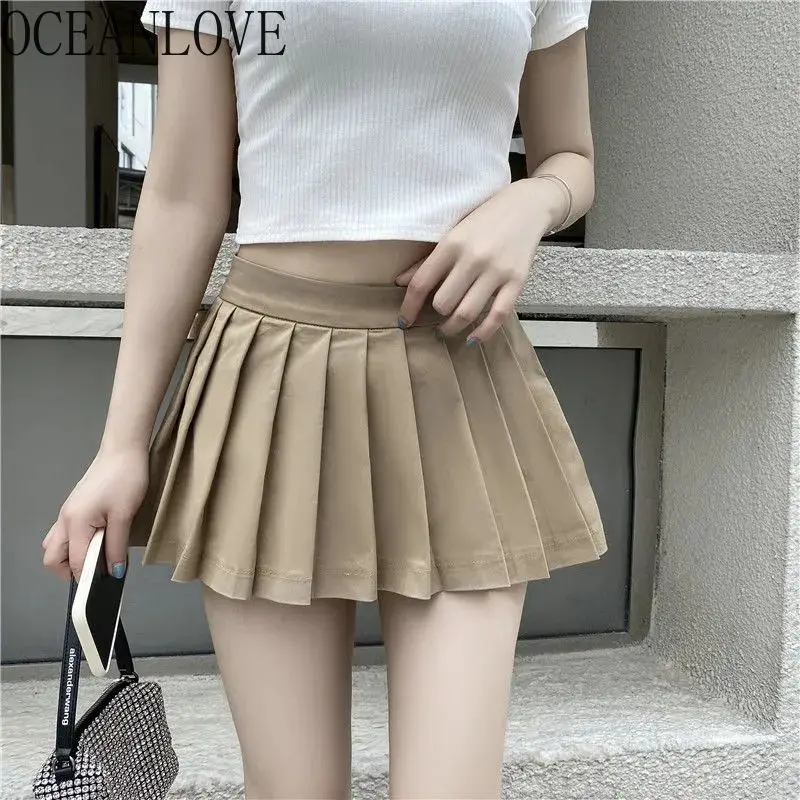 

OCEANLOVE Y2k Clothes Mini Skirts Sexy Spring Summer Vintage Solid Pleated Skirt Women Korean Fashion Retro Jupe Femme