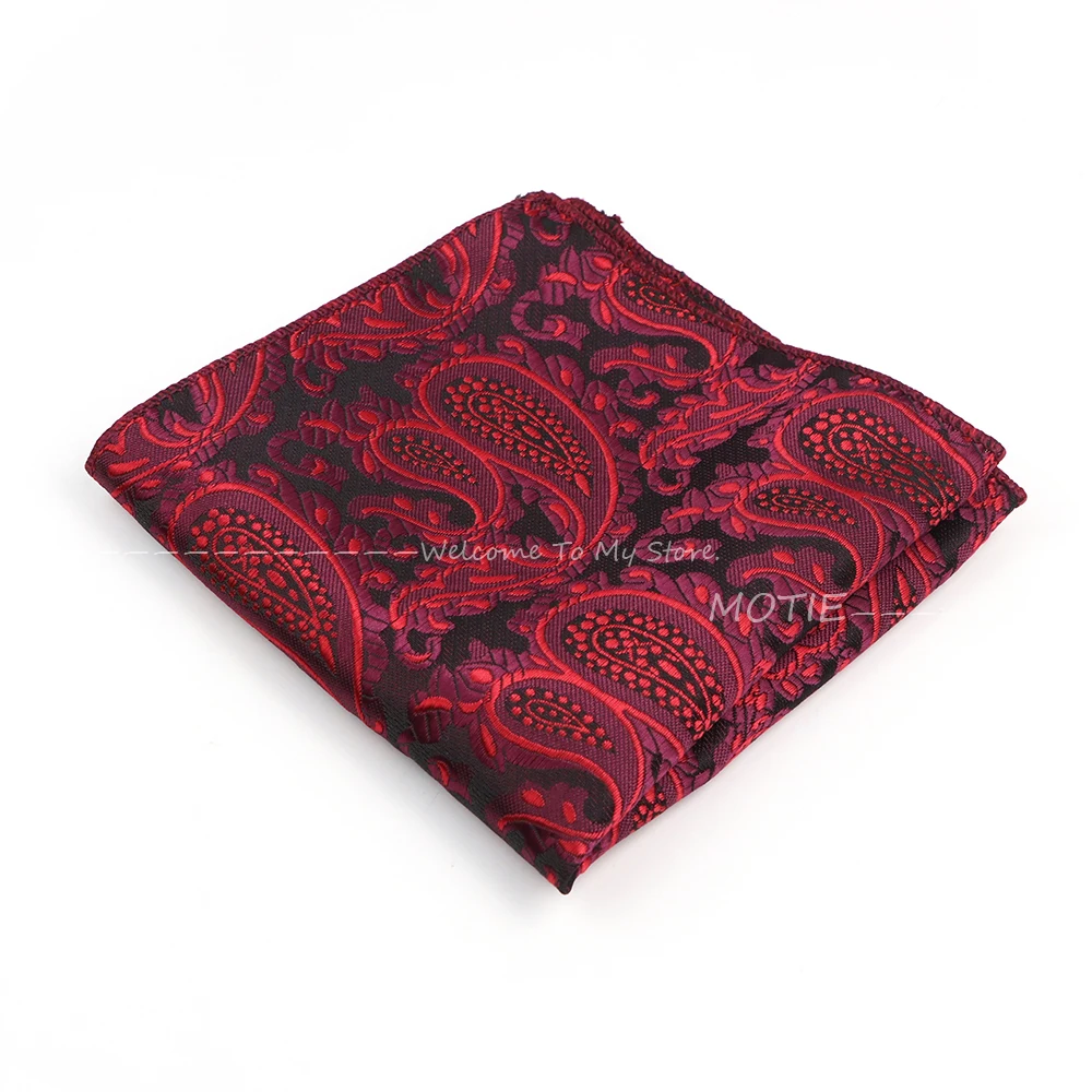 Men's Gracefully Paisley Pattern Handkerchief Party Casual Red Grey Pocket Square Hankies For Wedding Daily Wear Shirt Accessory