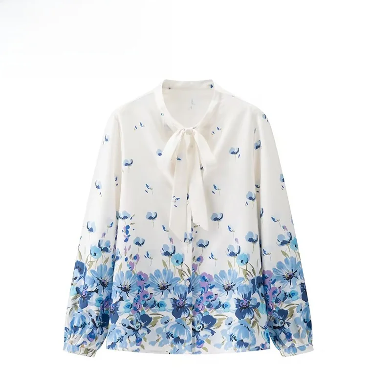 

ZBZA Spring New Women's Faion Design Loose irt Sli Knot Decoration Straight Tube pe Long Sve round Collar Regula...