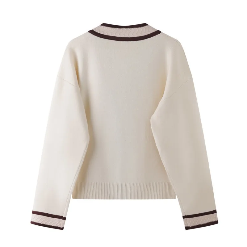 عالية الجودة ضوء الفاخرة الفرنسية الدب المطرزة سترة مشغولة من الصوف للنساء موضة جديدة عادية فضفاض سترة معاطف تسحب فام