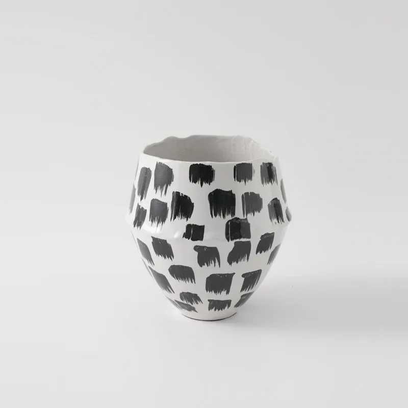 زخرفة مزهرية من السيراميك على شكل صدفة مصنوعة يدويًا، وعاء فخار على الطراز الصيني، زخرفة زهور مجففة #5