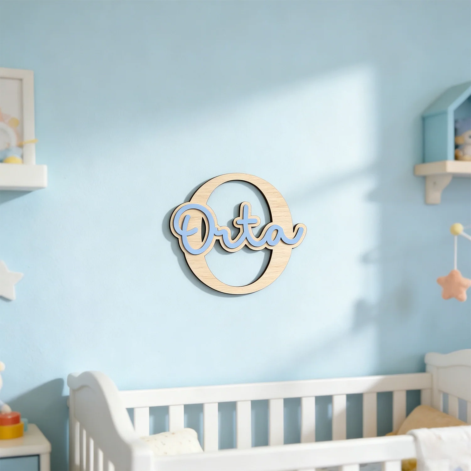 1pc Personalized Wooden Surname Brand, Customized Name/letter, Ideal for Birth, Baptism, and Wall Decoration