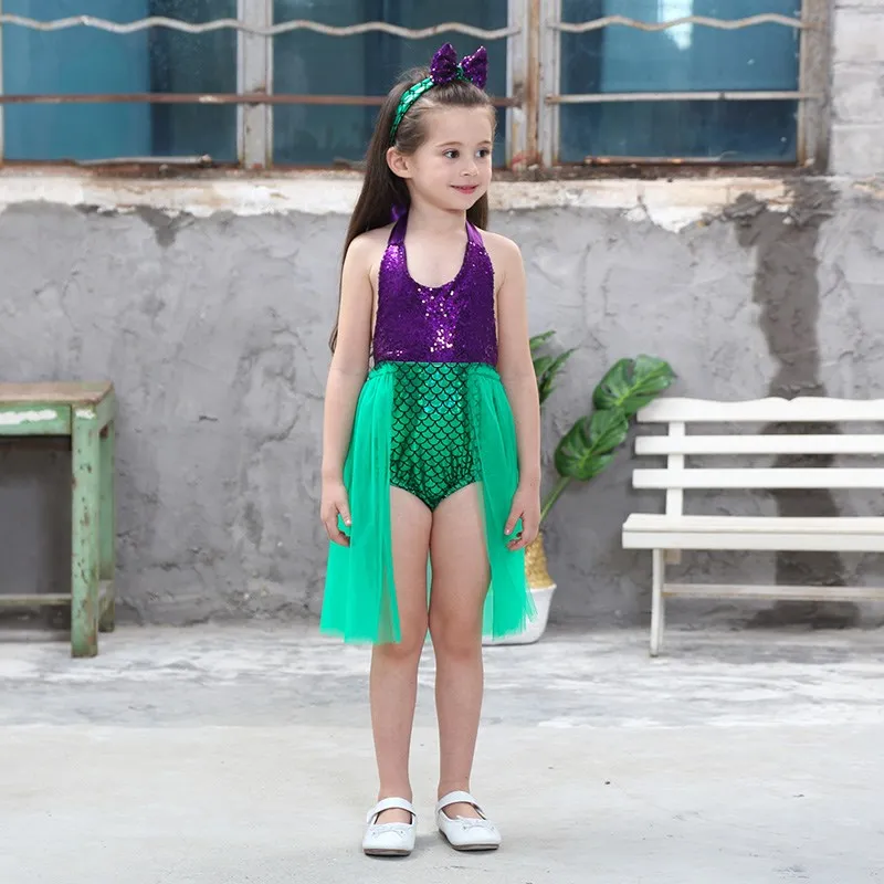 Girls Mermaid Dress Summer Beach Clothes for Kids Children\'s Cosplay Costume Halloween Christmas Carnival Party Accessories