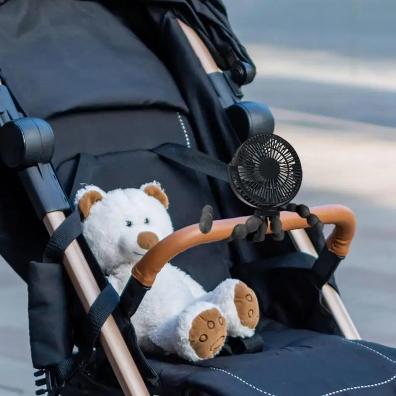 Stroller Fan Clip On For Baby Clip On Fan 360 Rotate Flexible Tripod 5 Speeds Handheld Portable Small Pocket Fan For Working