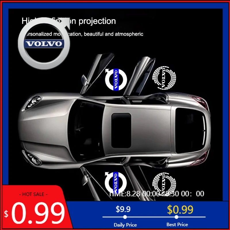 

Колпаки центра колес, лампа приветствия двери автомобиля, HD светодиодный проектор для Volvo ES90 EC40 EX40 EM90 XC90 V90 V60 XC60 V40 S80 S60 S90