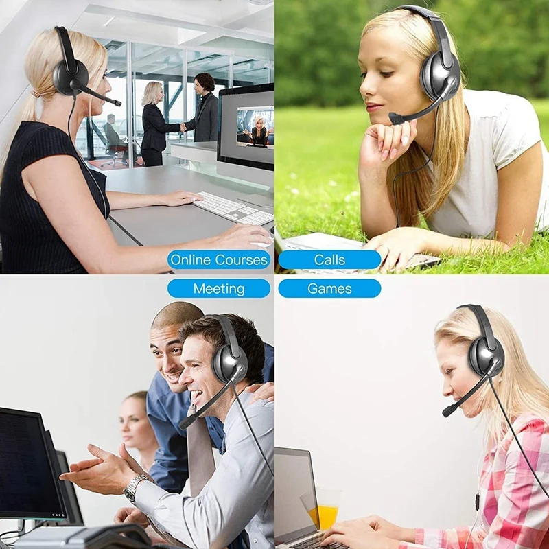 Headset USB Headset Computer Headset Microphone PC Stereo Conference Ears, Noise Isolation, Anti-Fatigue