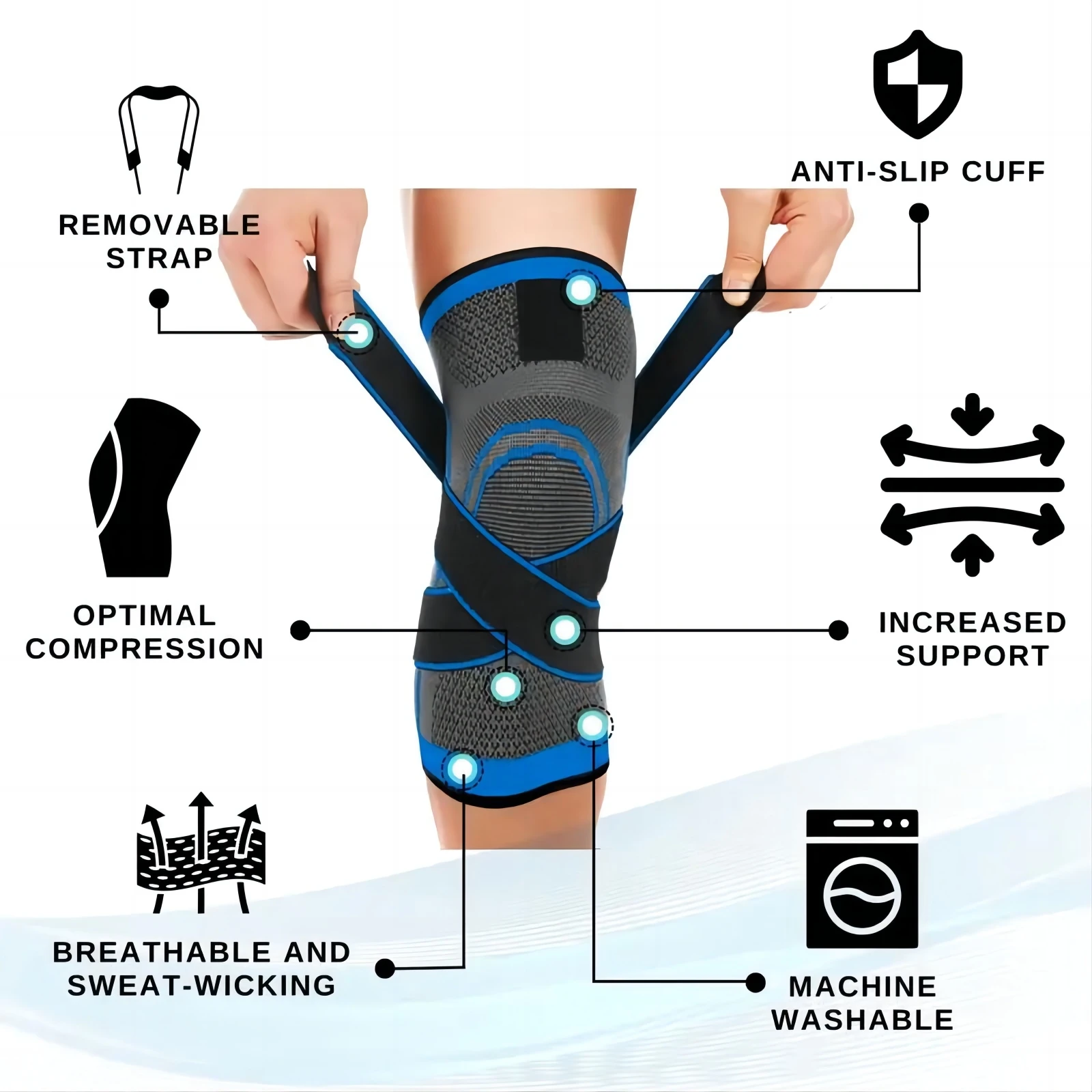 2PCS Fitness Running Cycling Knee Support Braces Elastic Nylon Sport Compression Knee Pad Sleeve For Basketball Volleyball