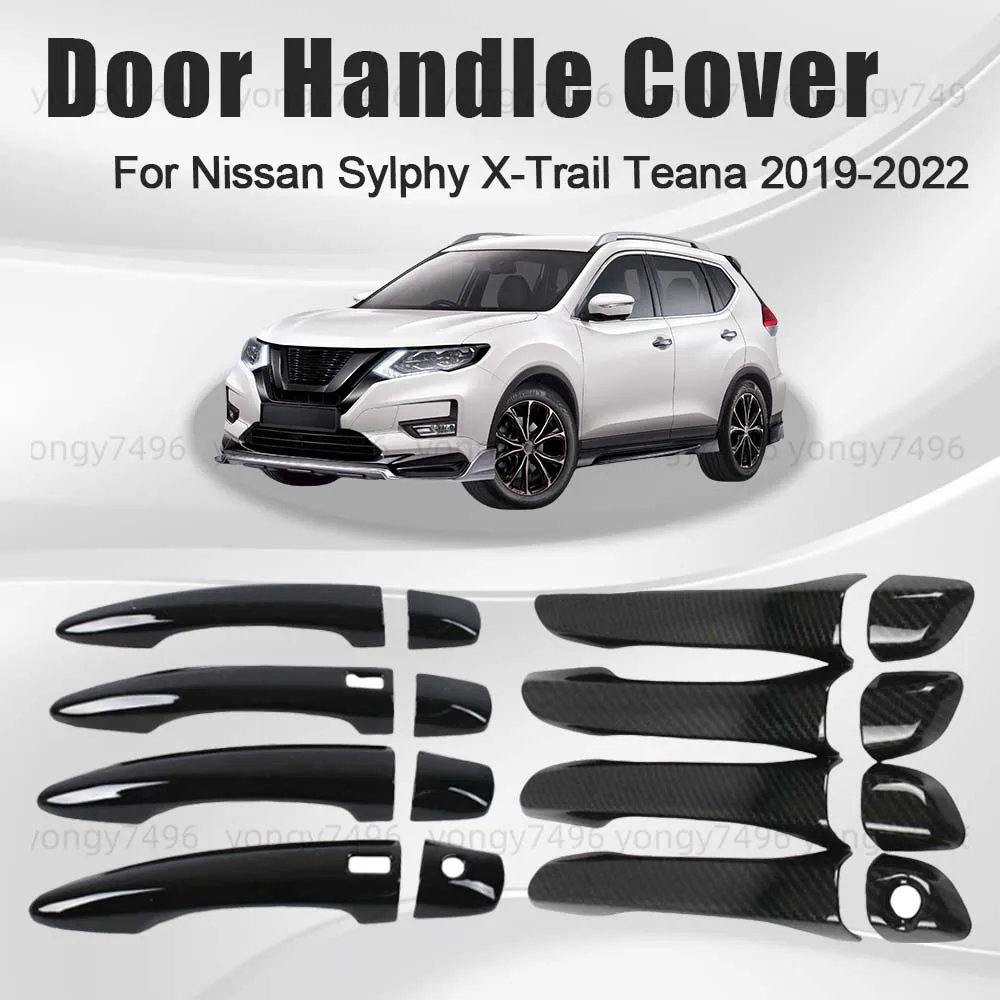 

Car Upgrade Carbon Fiber Chrome Silver Door Handle Cover For Nissan Sylphy X-Trail Teana 2019 2020 2021 2022 Cars Accessories