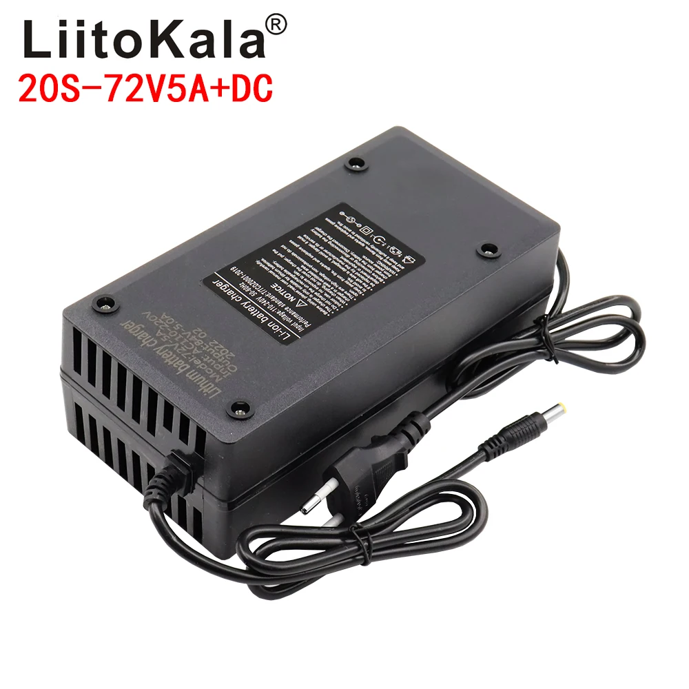 LiitoKala 84V 5A Lithium Battery Charger DC 5.5*2.1MM/P plug for 20S 72V Li-ion battery AC 110-220V  Charger