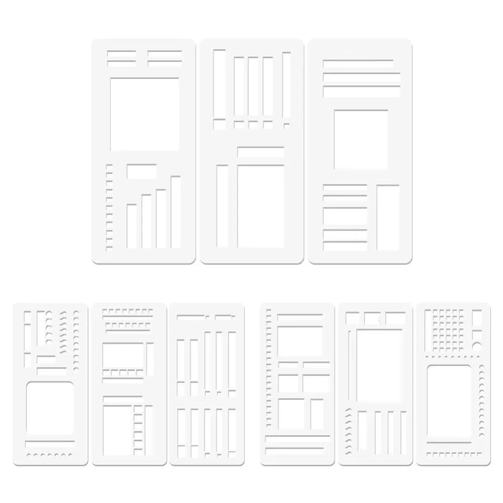 3 قطعة تصميم شبكة نقطة اليدوية قالب سجل مرن DIY بها بنفسك سجل القصاصات مجلة مستطيل الاستنسل حاكم مجموعة حاكم الاستنسل #4