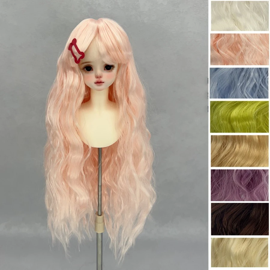 SD/BJD Doll Wig 3/4/6 Points Flat Bangs Small Waves Curl Long Hair Elastic Hairnet Wig Cover Accessories DIY Doll Making Supplie