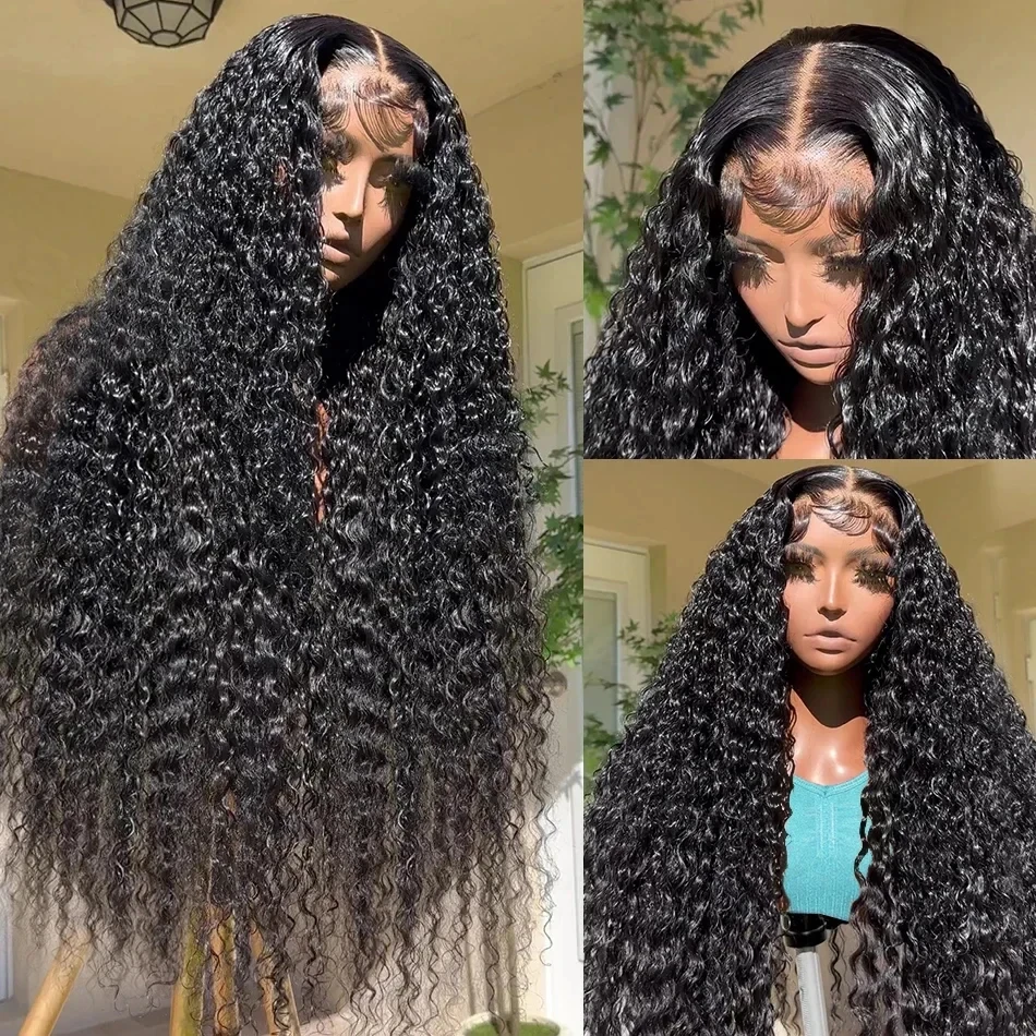 Glueless HD Half Lace Front Wig Kinky Curly 40 Inch 100 Human Hair Wigs 13x6 Deep Wave Frontal Water Braided Curls Wear And Go