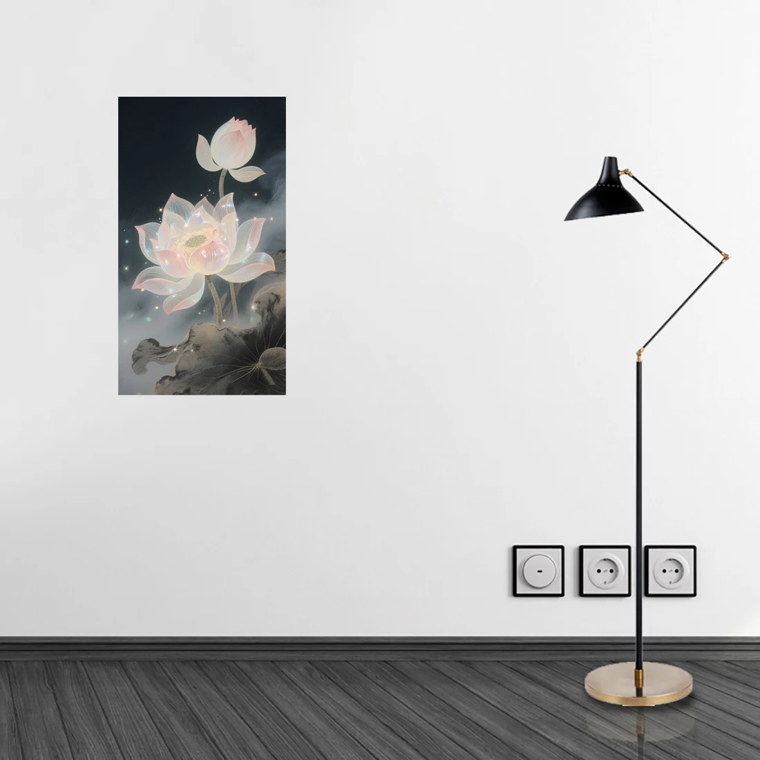 Three Ratels QHH262 Elegant ink smoke sensing flower art wall stickers for home decoration
