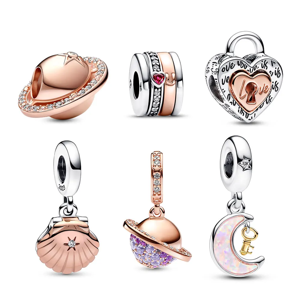 Love Fashion Pendant Moon Charm Fit Original Pandora Bracelet DIY High Jewelry for Women Party Gifts