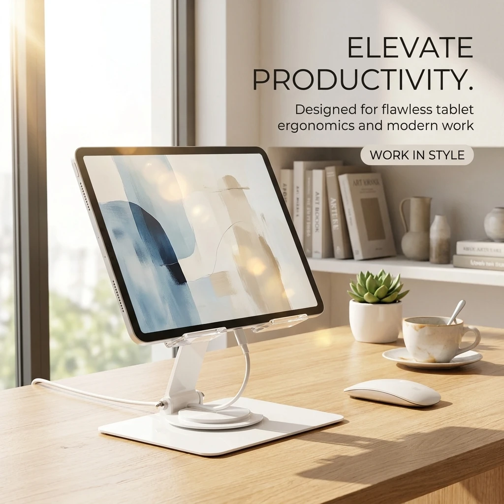 Transparent Acrylic Tablet Stand Foldable Rotatable Desktop Multi-functional Universal Tablet Holder for Electronics